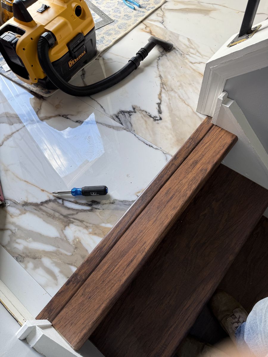 Custom marble stair & flooring detail